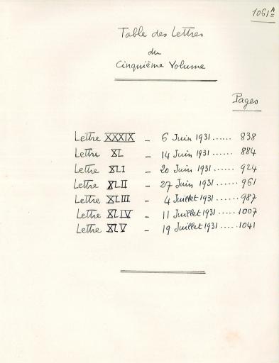 Vol. 5, "Histoire de l'astronomie : d'Hipparque à l'époque constantinienne" : 7 lettres (n° 39 à 45) du 6 juin au 19 juillet 1931, pages 838-1061, suivies de tables (numérisées).